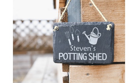 Personalised Potting Shed Slate Hanging Sign